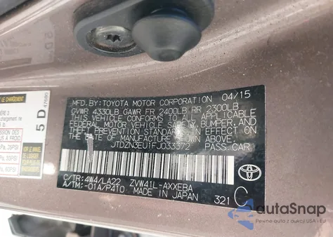 2015 Toyota Prius V Four z USA, uszkodzony, nr VIN JTDZN3EU1FJ033372